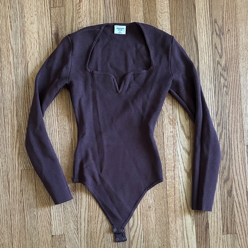 Abercrombie & Fitch Chocolate Brown Long Sleeve Bodysuit